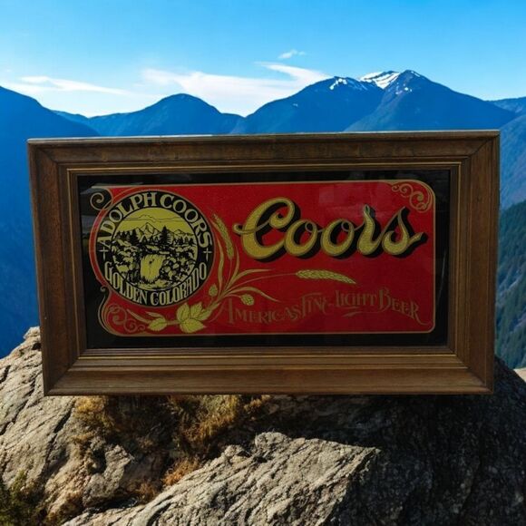 -VINTAGE ADOLPH COORS GOLDEN COLORADO AMERICAS FINE LIGHT BEER SIGN. EUC. - Picture 1 of 7